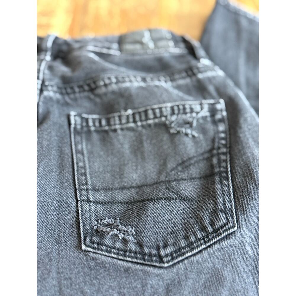 American Eagle Mom Jean Black Wash Distressed Mid Rise Size 00 Real Good Denim - Picture 3 of 14